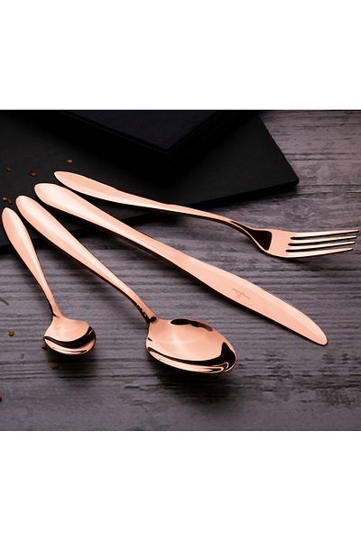 Berlinger Haus 24-piece cutlery set, satin stainless steel, Rosegold Metallic Line