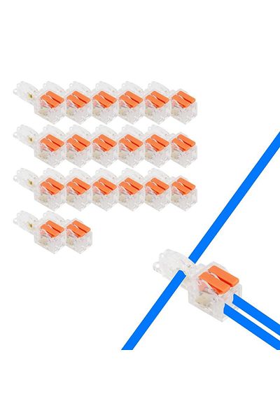 AOKIN 10pcs Red T Type Splitter Terminal Block, 10pcs Wire Quick Connector Break Free Plug And Pull Applic