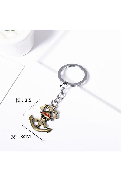 Miniso 09 Anime One Piece Luffy Metal Keychain Hat Anchor Pendant Car Keyring For Men Women Kid Gift Jewelr