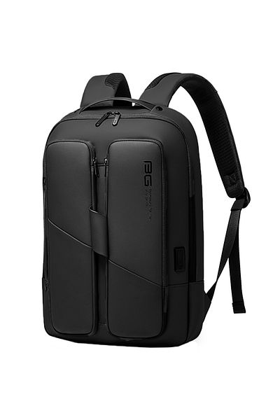 BANGE Unisex backpack for 15.6 inch laptop, breathable back and USB port, BANGE BG7238BK black