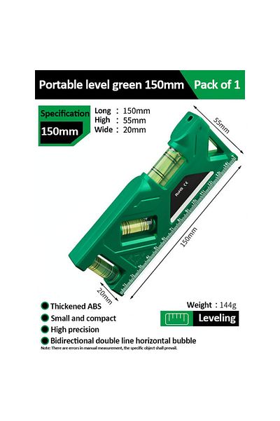 TELEHILL 150mm Green Mini Level Gauge High-precision Horizontal Vertical Measure Metric Ruler Protractor Home