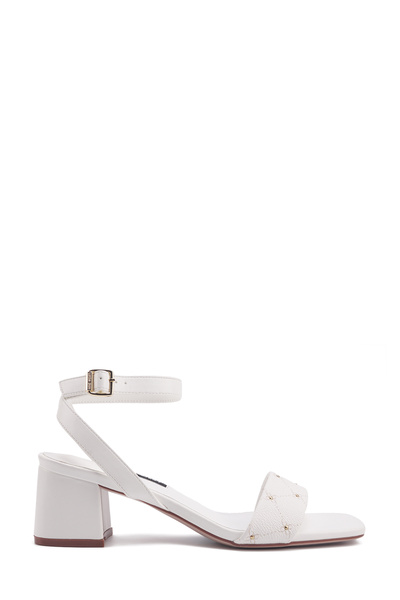 Nine West Sandale albe cu toc pentru femei - MANL 4FX