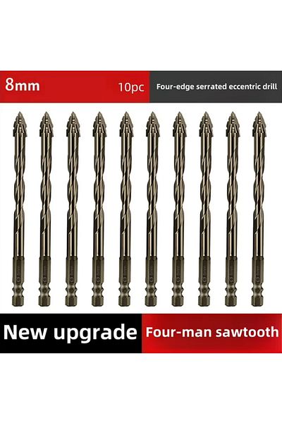 Choice 10 Pcs 8 Mm 4-blade Saw Tooth Eccentric Drill Bit For Wood/metal/concrete,high-speed Steel,heat-resi