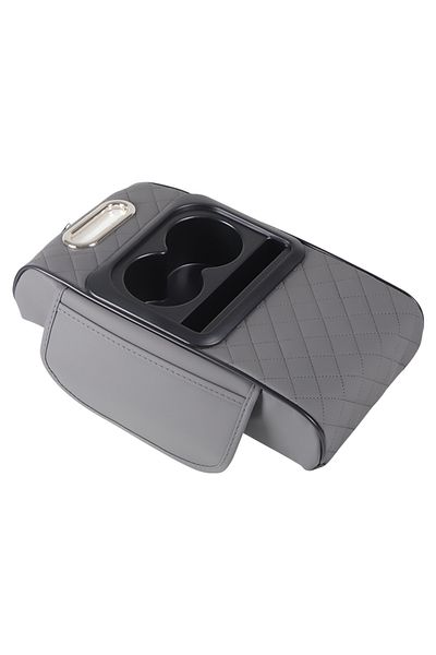 Choice Grey Car Armrest Storage Box, Car Center Console Organizer, Armrest Heightening Cushion With Cup Hol