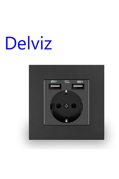 DELVIZ Gray (WITH USB) Wall Usb Power Socket, Many New Style Panel, Bedroom Socket,ac 110v-250v 16a