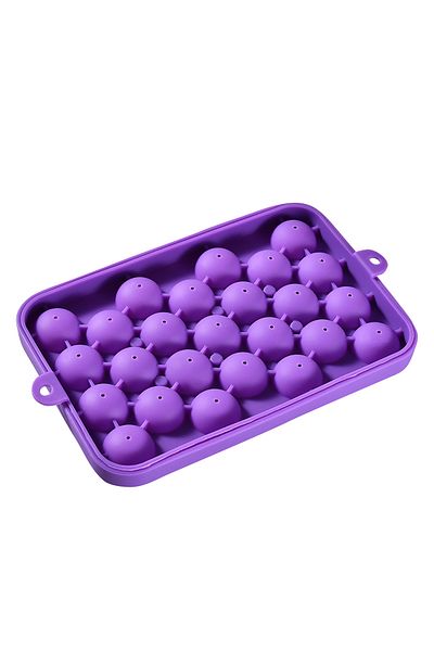 Choice Purple 25 Grids Silicone Ice Grid Ball Ice Cube Mold With Cover Ice Storage Box Easy To Demould Bar