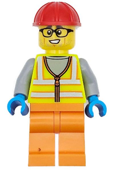 LEGO Original Accessory Moc City Town Minifigure Minifigure Worker Trucker with Safety Vest Male