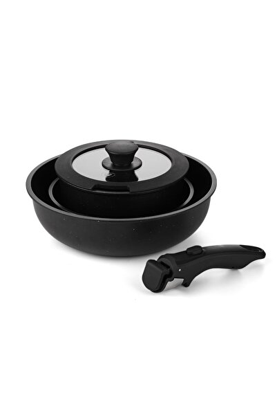 SHUFA Glamping 5 Piece Easy Clip Removable Handle Portable Pan and Pot Set