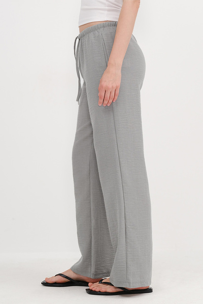 Addax Beli Lastikli Önden Bağlamalı Wide Leg Pantolon PN16599-U1