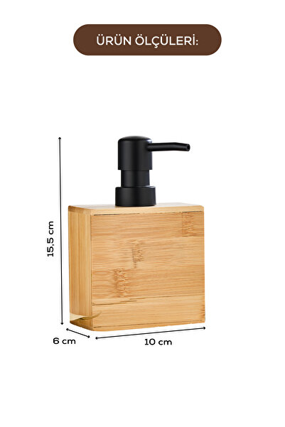 Vienev Bamboo Rectangular Liquid Soap Dispenser με Μαύρη Αντλία 220 ml