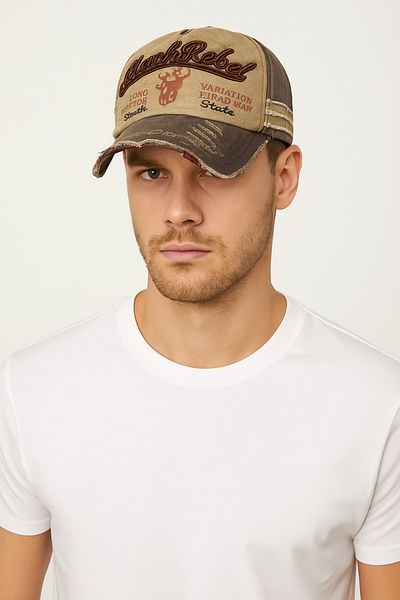 CosmoOutlet Unisex Black Rebel Embroidered - Washed Antique Model Adjustable Hat on the Back