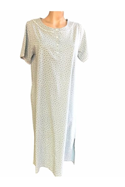 Nena Women's Placket Short Sleeve 100% Cotton Nightgown - 22479