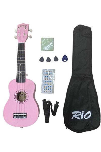 müzikhane 54 Cm Soprano Pembe Ukulele Kılıf Pena Askı Sticker