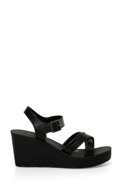 Polaris 317257Z 4FX Black Women's Wedge Heel Sandals