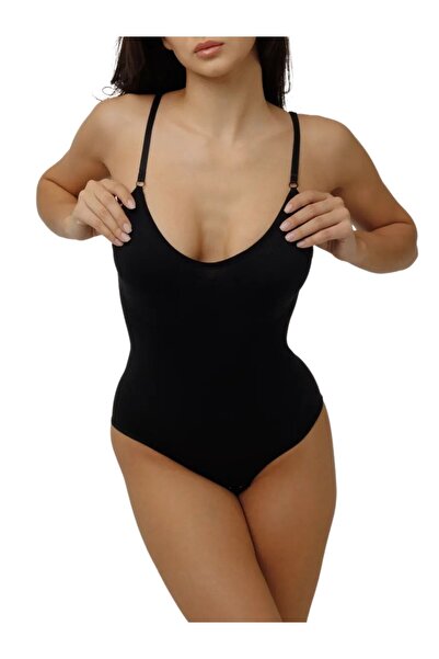 MİSTİRİK Боди Mamey Model Snap с кука за затягане долен край, боди с тънки презрамки, черен цвят