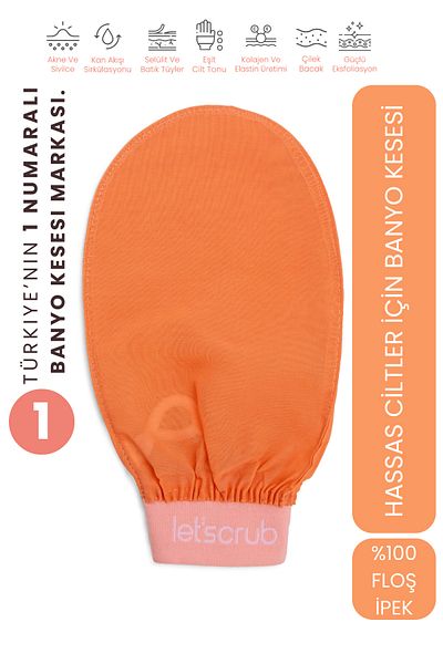 LET'SCRUB Yavruağzı Elastic Bath Shower Scrub Exfoliating Glove 100% Flush Silk For Sensitive Skin