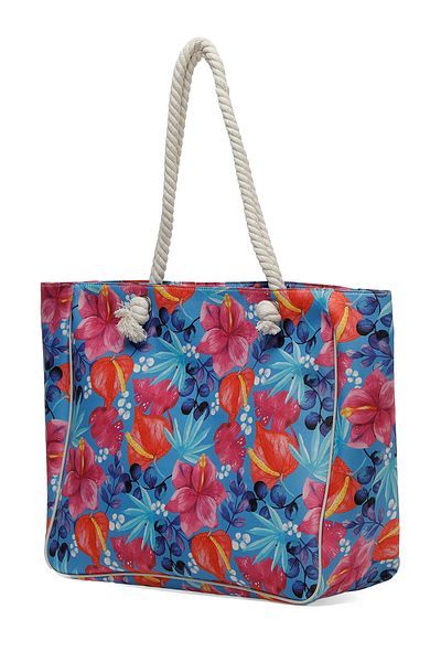 Polaris FLORAL PLJ 4FX Large Blue Women's Beach Bag