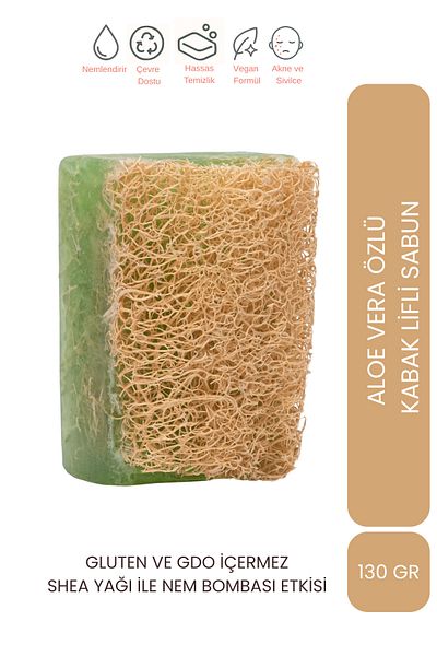 LET'SCRUB Natural Pumpkin Fiber Aloe Vera Soap - Moisture Bomb Enriched with Shea Butter 130 GR