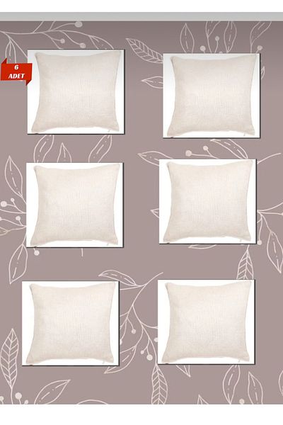 ÇIQRIK HOME 6 Pieces Natural Zippered Punch Embroidered Throw Pillow Cover - Suitable for Punch Embroidery Case Set Color: Beige