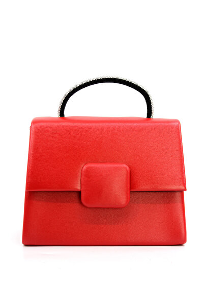 Çanta Sepetim Women's Silvery Buckle Detailed Portfolio Evening Bag with Stone Handle