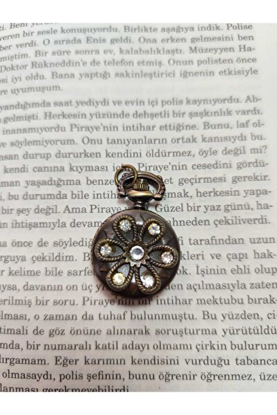 emresaat Taşlı çiçekli kolye saat