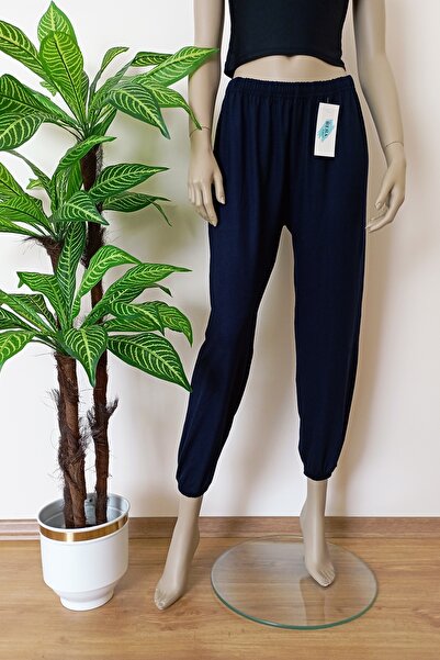 VİP BERA TEKSTİL Lacivert Yumuşacık Likralı Paçası Lastikli Pijama Altı