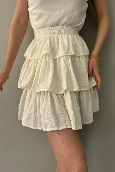 lizge giyim LINEN FRILLED SKIRT