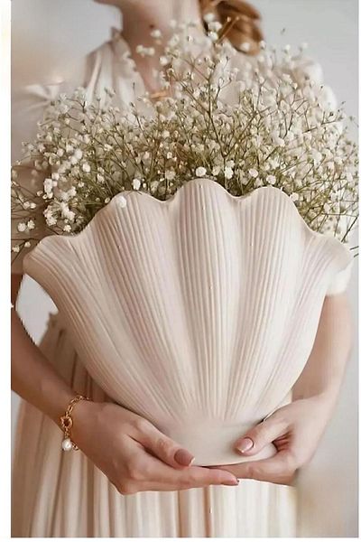 TRENDHOMES Oyster Vase White