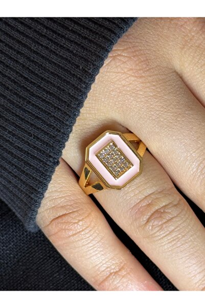 XUPING JEWELRY 18K ayarlanabilir pembe zirkon taşlı çelik yüzük paslanmaz kar...