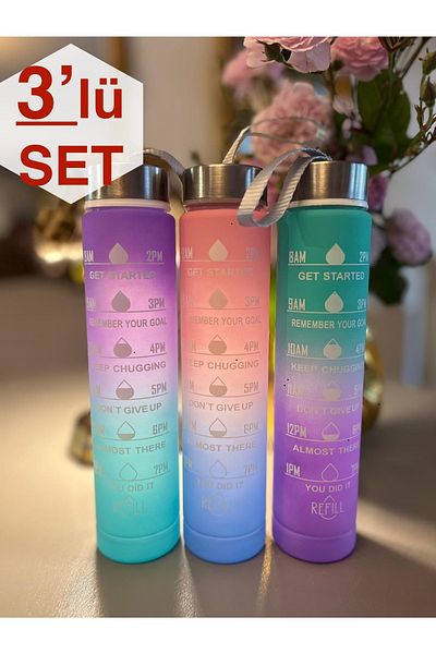 OSMEY 3Pcs 500ml Motivational Water Bottle Kids Cute Water Bottle Bpa Free Water Bottle