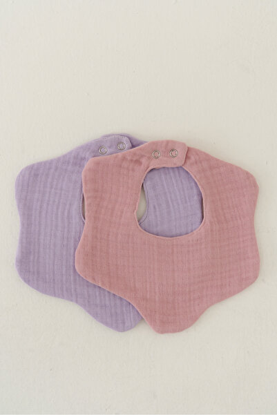 2-Pack 100% Organic Cotton 8-Layer Multi Muslin Flower Model Baby Girl Saliva And Food Bib, Scarf