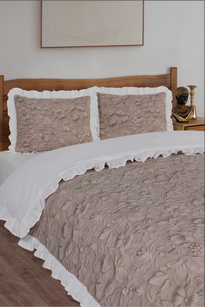 Uckan 100% Cotton Ruffle Double Duvet Cover Set