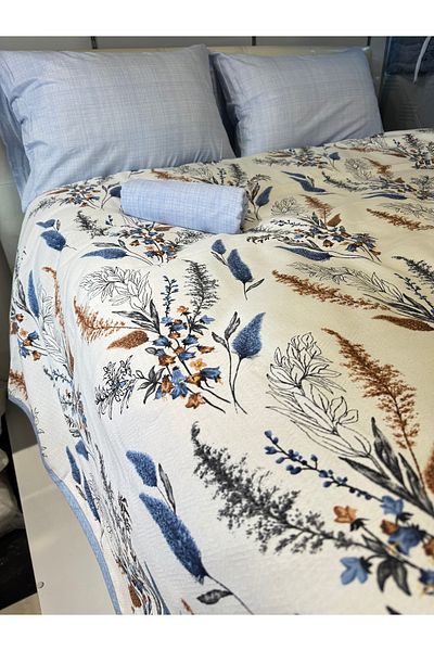 ŞENER HOME Başak Patterned Sheet Elastic Double Pique Set