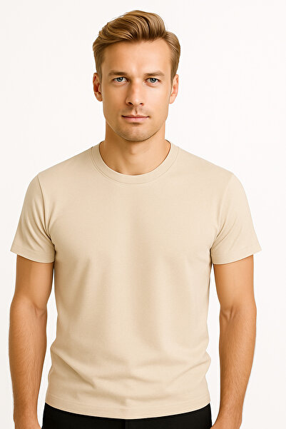 MONARCHMODA Tricou pentru bărbați (2025 VARA TRICOU PREMIUM BEJ CU MÂNECI SCU...