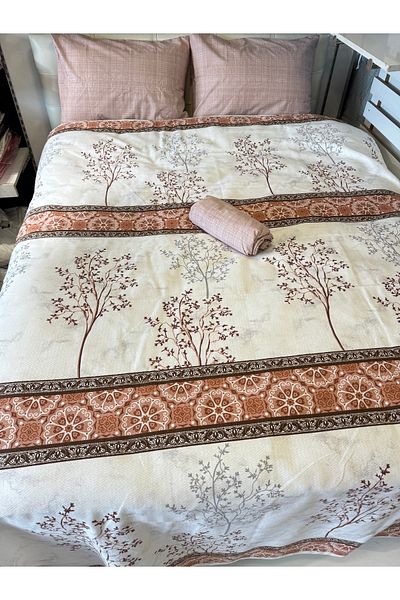 ŞENER HOME Border Patterned Sheet Elastic Double Pique Set