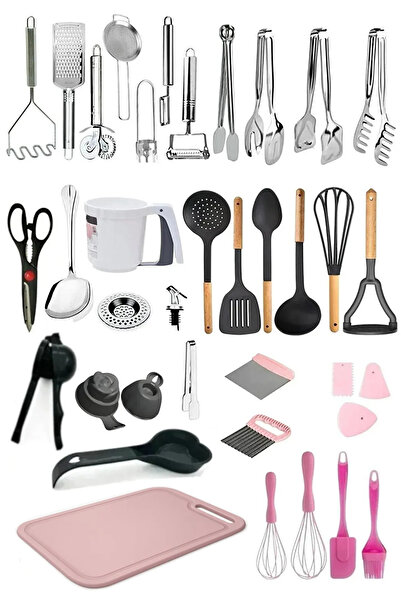 Homerest 37 Parça Üst Kalite Ekonomik Mutfağın Gözdesi Ahşap Kepçe Spatula Çatal Kaşık Kevgir Spatula Seti