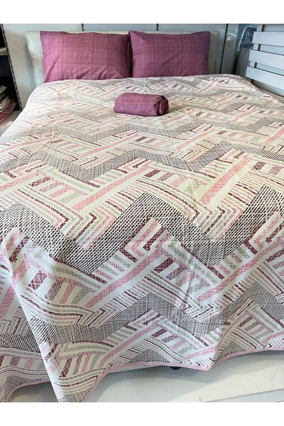 ŞENER HOME Meander Patterned Sheet Elastic Double Pique Set