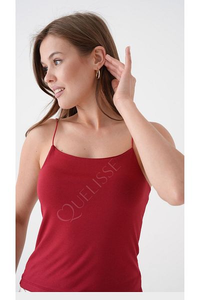 QUELISSE Women's Red Rope Strap Knitted Body Blouse Q006U