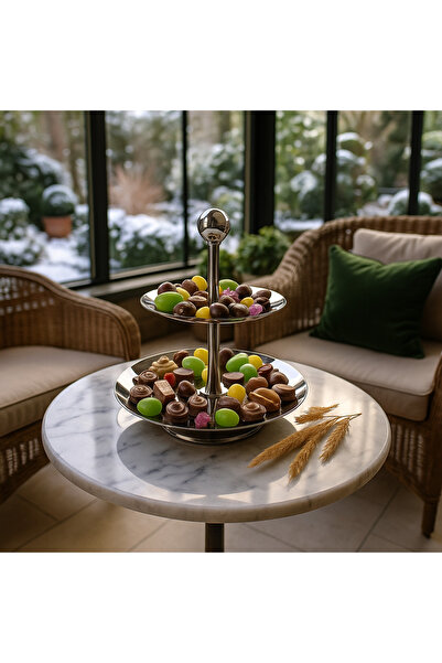 Veliday Paslanmaz Çelik Katlı Sunumluk Şekerli Lokumluk