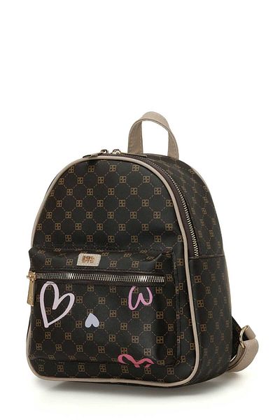 Butigo Γυναικείο σακίδιο πλάτης MNG HEART BSK SRT 4PR BROWN MULTI