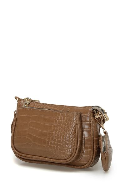 Butigo Γυναικεία τσάντα χιαστί KRK TWIN CPRZ 4PR Tan