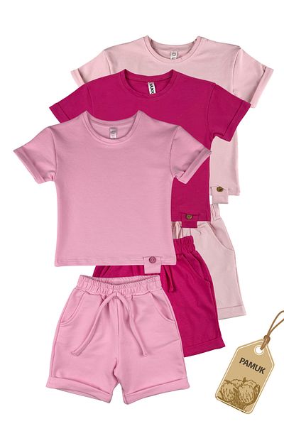 MK Mukko Kids Girl Boy Child Set of 3 Wooden Button Design Basic Summer Bottom Top Set