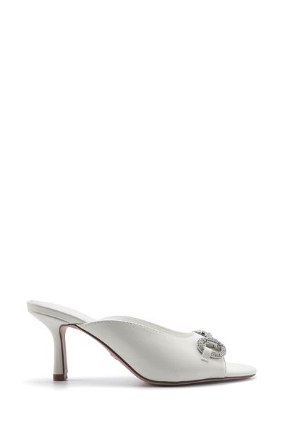Nine West LAMASTA 5FX Weiße Damenpantoffeln mit Absatz