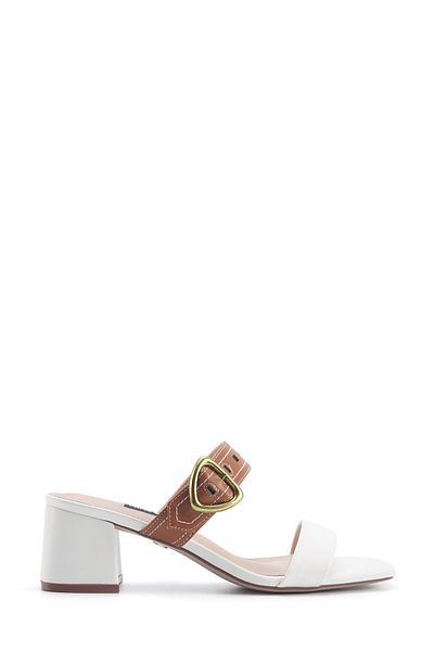 Nine West GARNET  5FX Weiße Damenpantoffeln mit Absatz