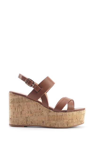 Nine West MONSA 5FX Kahverengi Kadın Dolgu Topuk Sandalet