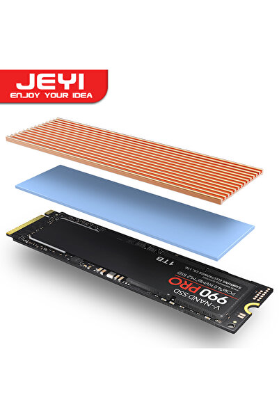 Choice8 مبدد حراري أصفر من JEYI M.2 SSD، مبرد من الألومنيوم PS5، وسادة حرارية من السيليكون لمحركات الأقراص ذات الحالة الصلبة F