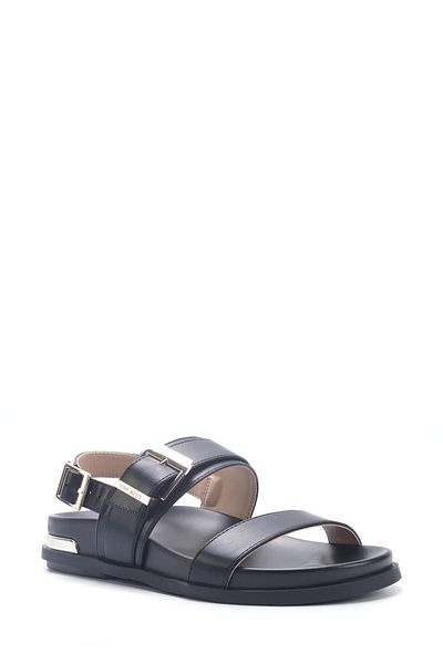 Nine West Hella 5fx Schwarze flache Damensandalen