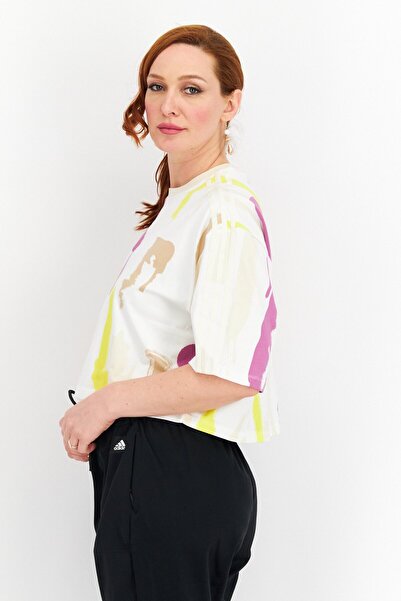 Adidas Originals Women Sportswear Fit Short Sleeves Training Cropped Top, Multicolor