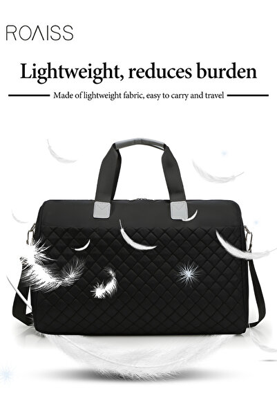 ROAISS Quilted Travel Duffel Bag Large Capacity Lightweight Waterproof Oxford Fabric Multipurpose Shoulder