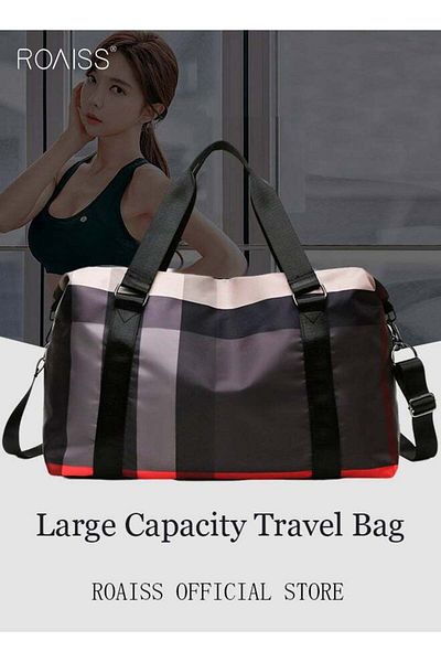 ROAISS Functional Sports Fitness Handbag with Dry and Wet Separation Large Capacity Design